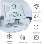 Aluminium 360° Rotating Laptop Stand with Cooling Fans - Image 6